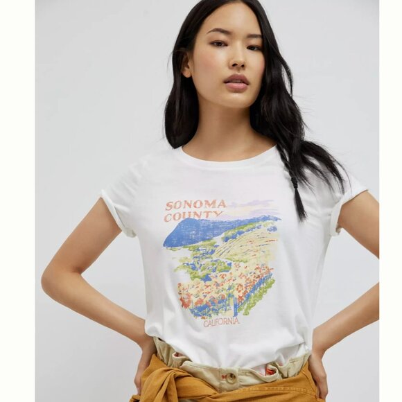 Anthropologie Tops - NWT ANTHROPOLOGIE White Sonoma County Graphic T-Shirt